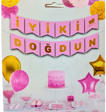 İyi Ki Doğdun Pembe Gold Banner